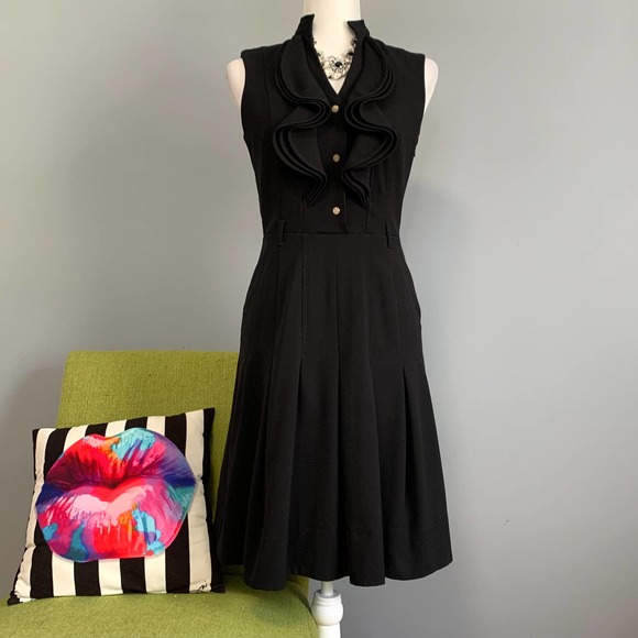 Calvin Klein Dresses & Skirts - Calvin Klein Black Ruffle Pleat Fit & Flare Dress